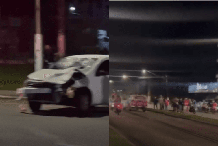 Carro avança sobre grupo durante possível briga de torcidas organizadas na Augusto Montenegro