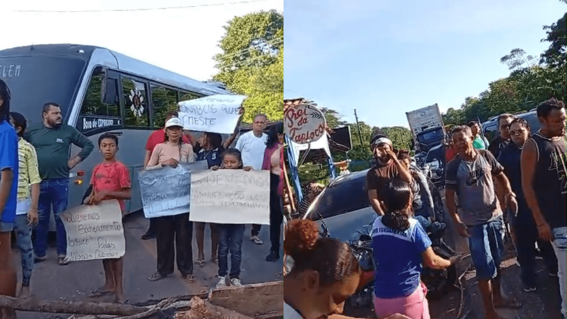Moradores de Bujaru bloqueiam trecho da Alça Viária e cobram melhorias em ramal e transporte escolar na região