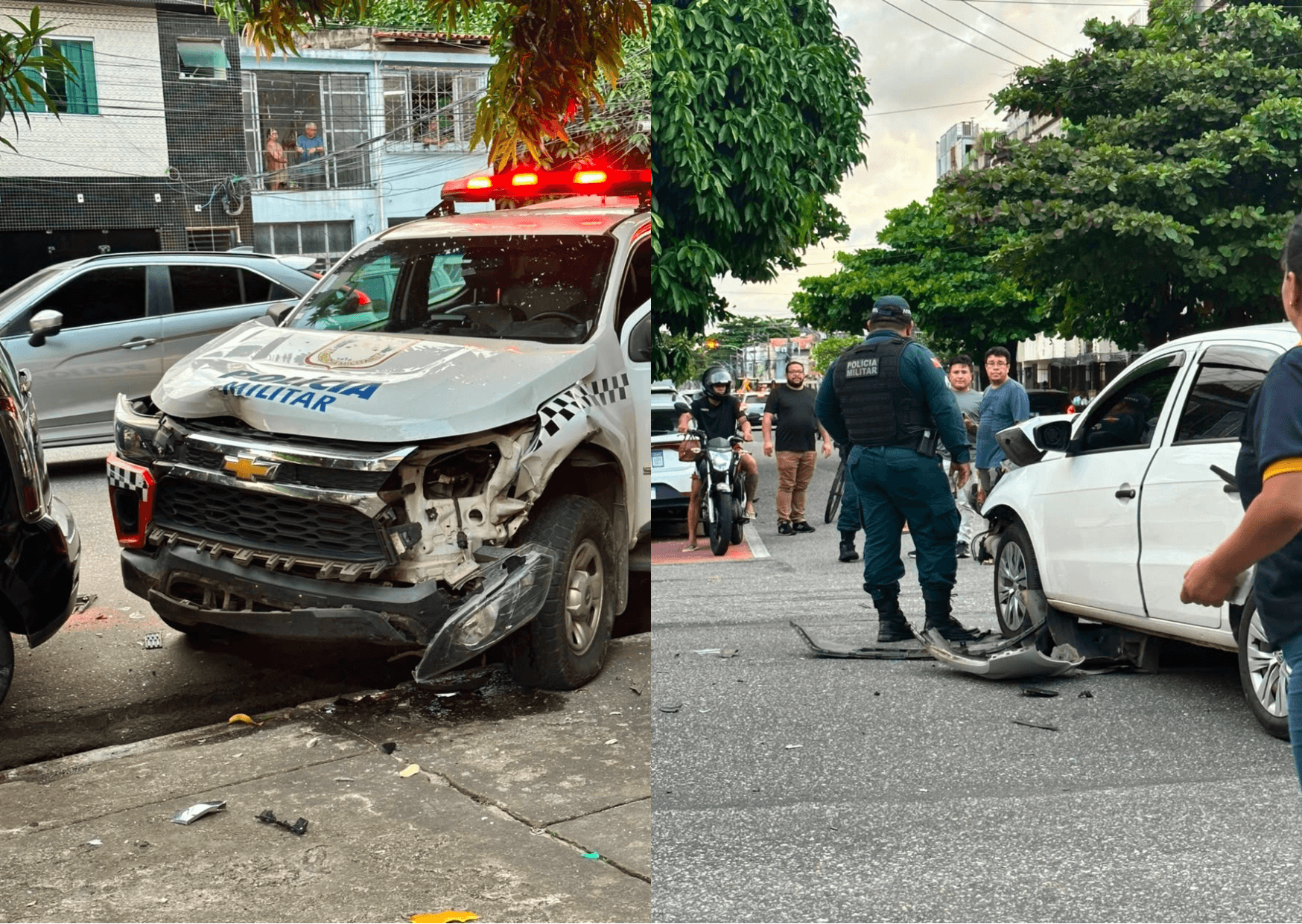Acidente envolvendo viatura da PM é registrado na avenida Roberto Camelier, em Belém