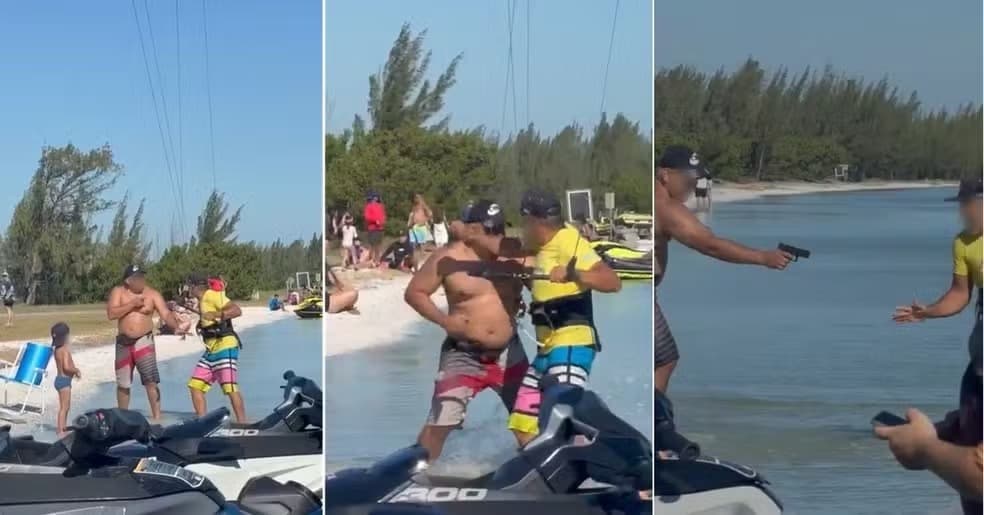 VÍDEO: Homem tenta atirar em velejador, mas arma falha duas vezes