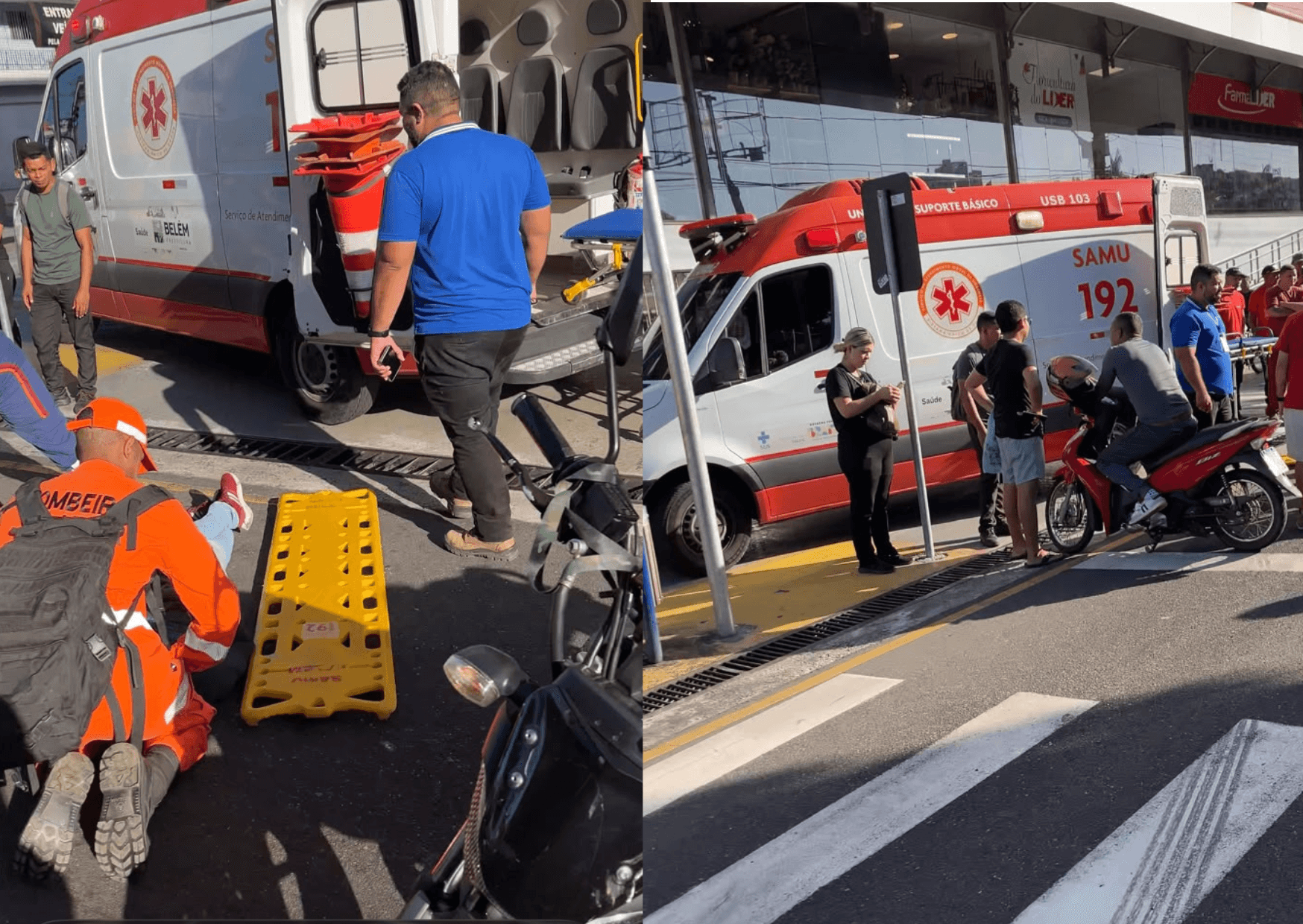 Acidente com motocicleta deixa duas pessoas feridas e causa trânsito na avenida Duque de Caxias, em Belém