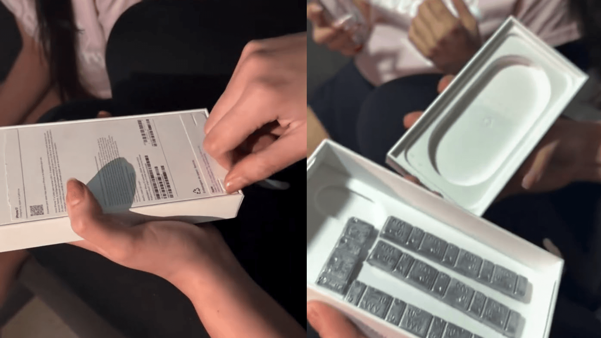 Mulher denuncia golpe dentro da plataforma Amazon ao comprar iPhone e receber peças de chumbo