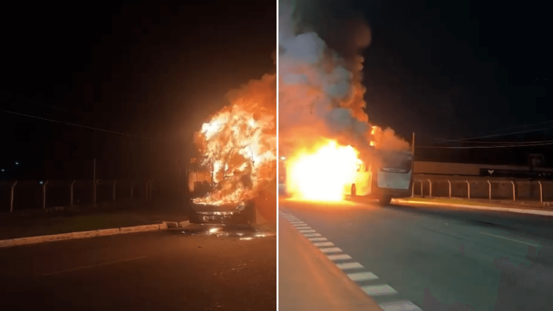Ônibus pega fogo na Av. Arthur Bernardes e Corpo de Bombeiros interdita via para combate às chamas