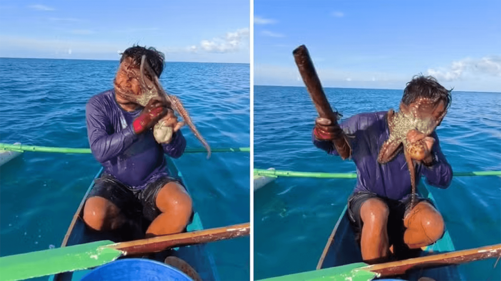 Pescador é atacado por polvo e precisa golpear animal para soltá-lo do rosto nas Filipinas; vídeo