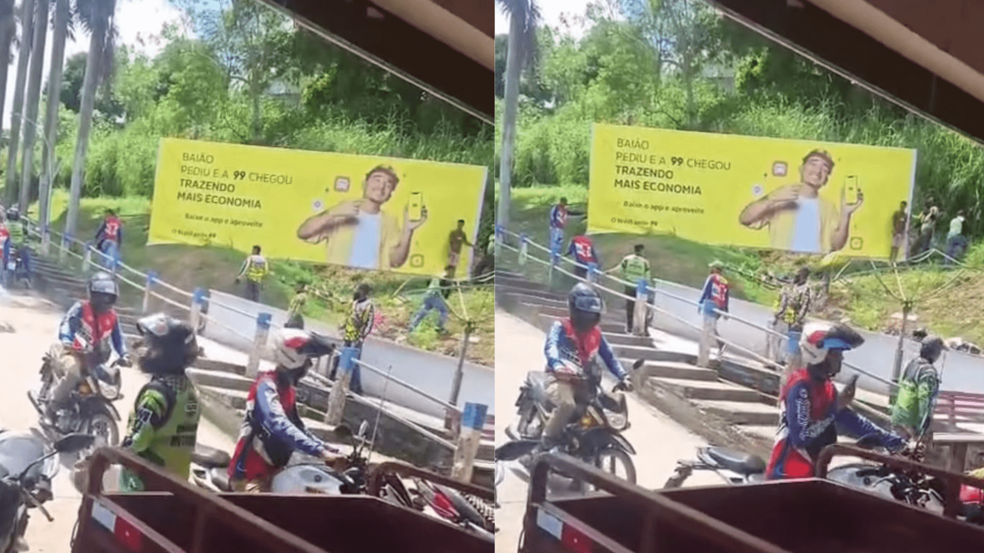 Mototaxistas de Baião destroem cartaz de divulgação que anuncia chegada de aplicativo de transportes no município