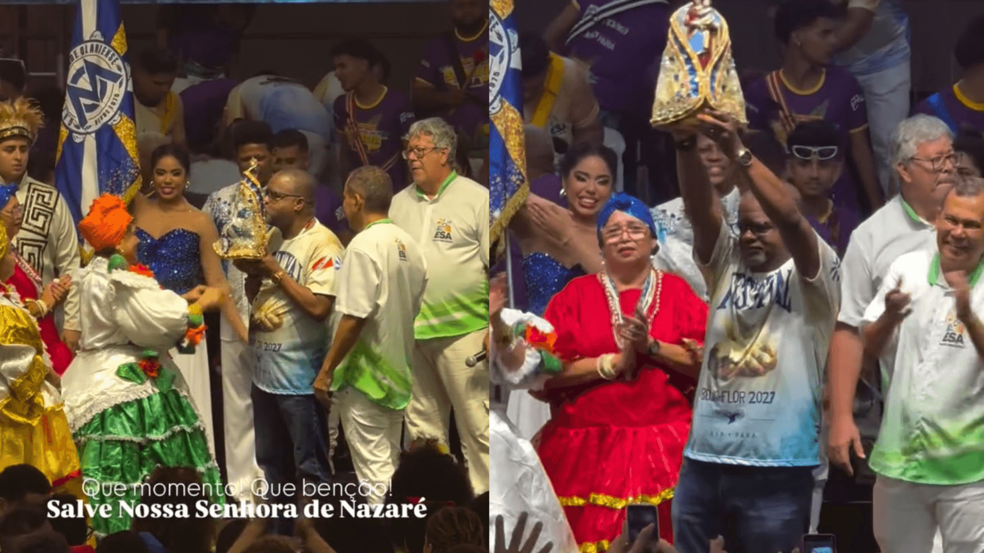 Presidente da Beija-Flor se emociona ao receber imagem de Nossa Senhora de Nazaré 