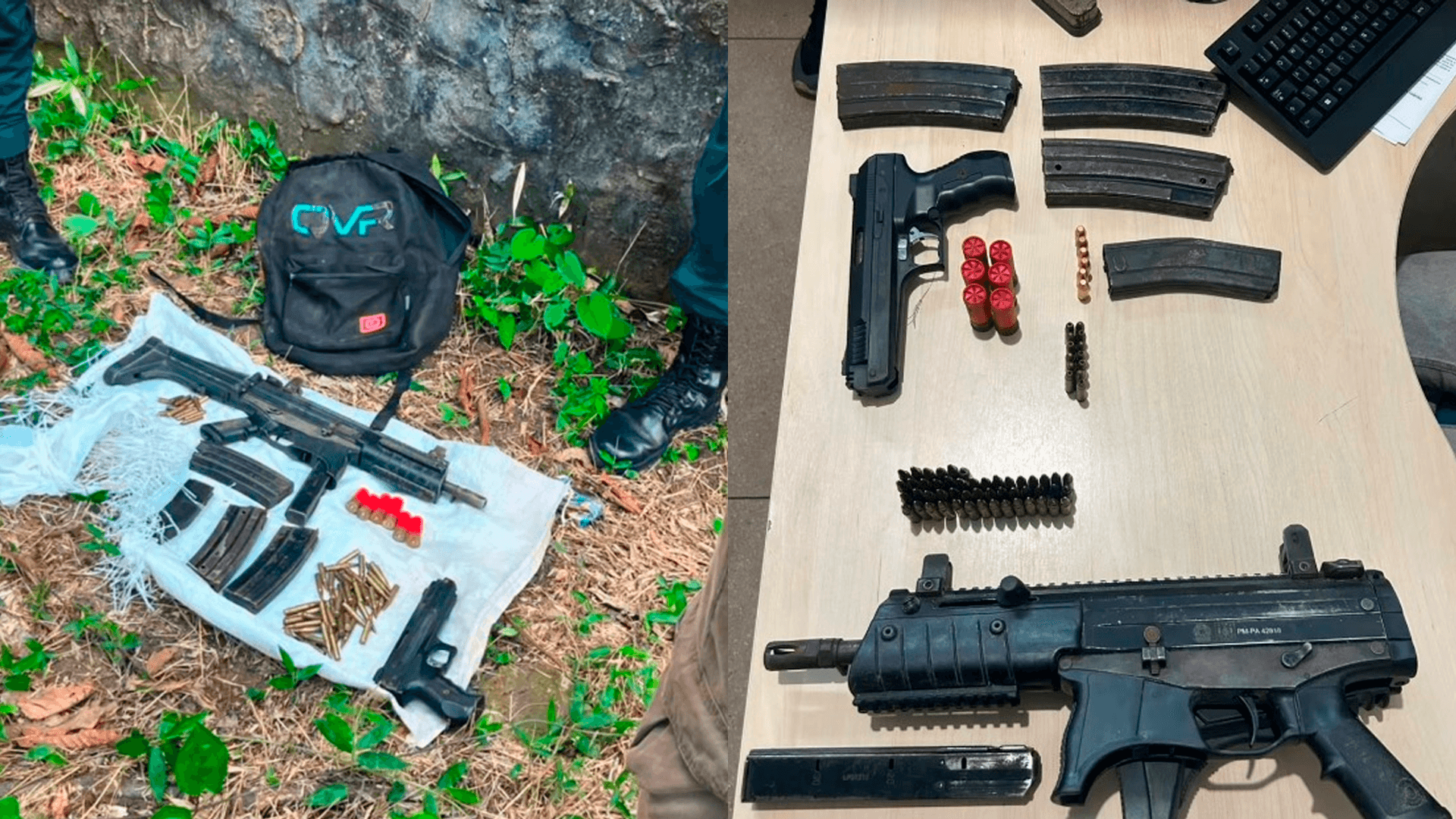 PM encontra armas e munições enterradas em área de mata em Marituba