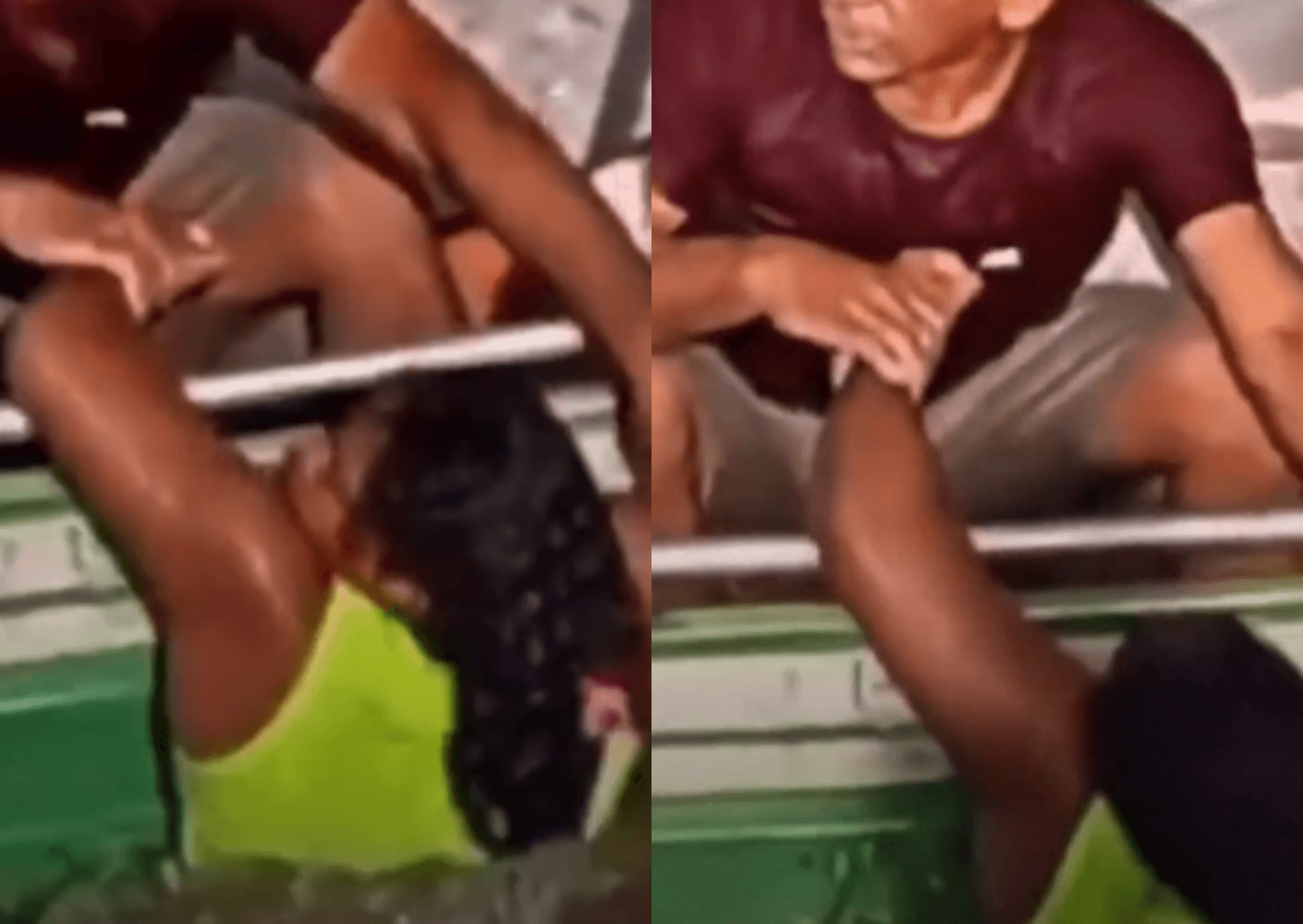 Vídeo mostra resgate de mulher durante vendaval no Rio Amazonas, no Pará