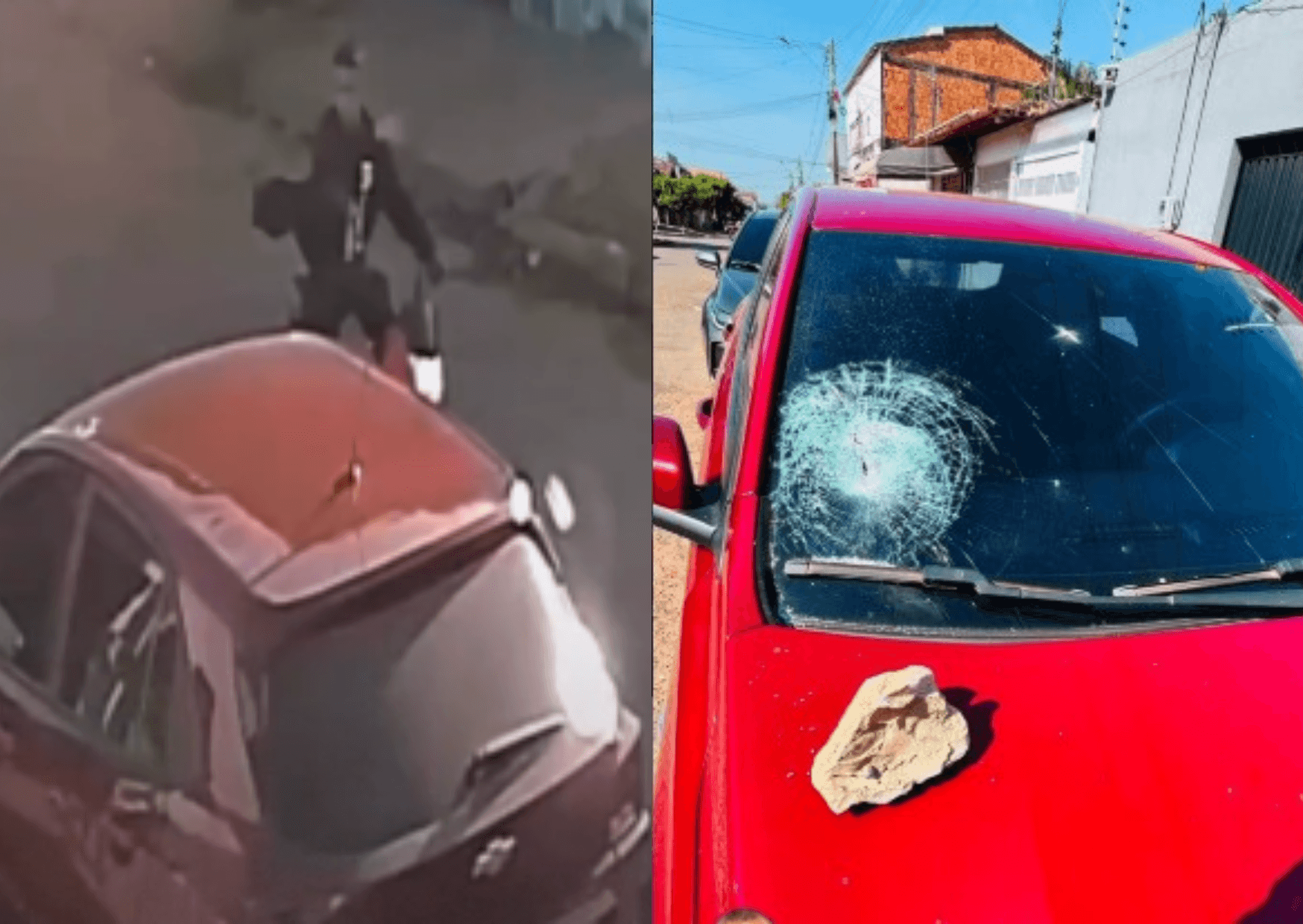 Homem atira pedra contra para-brisa de veículo estacionado em Marabá