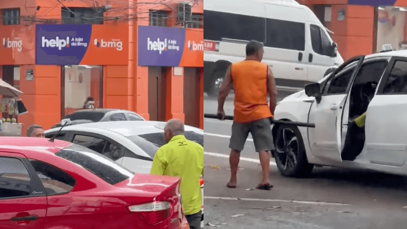 Flanelinha e taxista brigam na avenida Presidente Vargas, em Belém