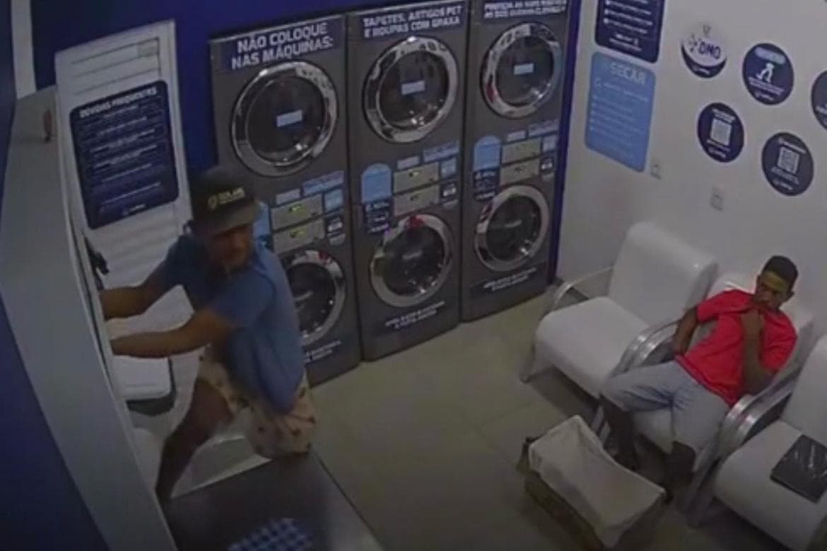 Vídeo: assaltantes levam televisão de lavanderia em Ananindeua