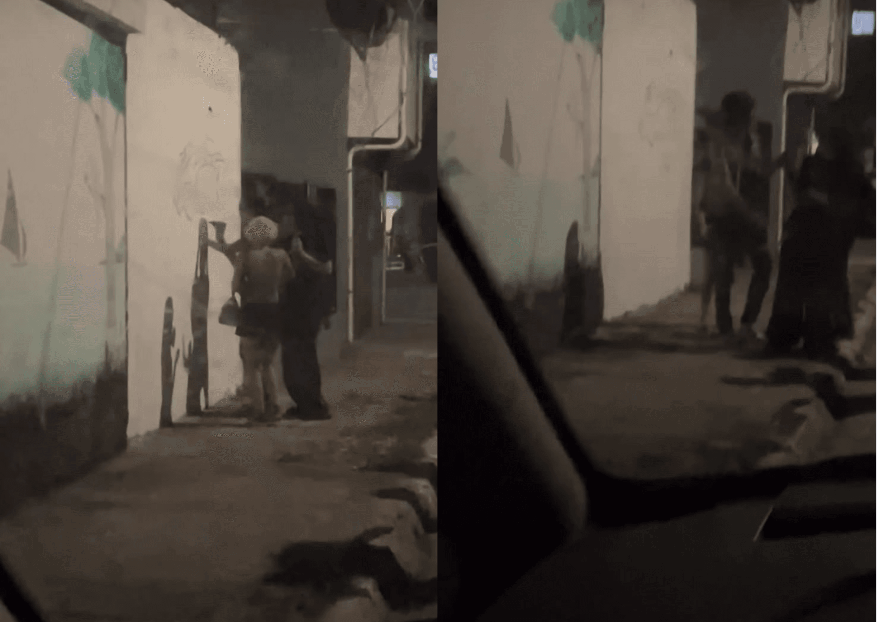 Grupo de jovens é flagrado pichando muro de casa em Belém