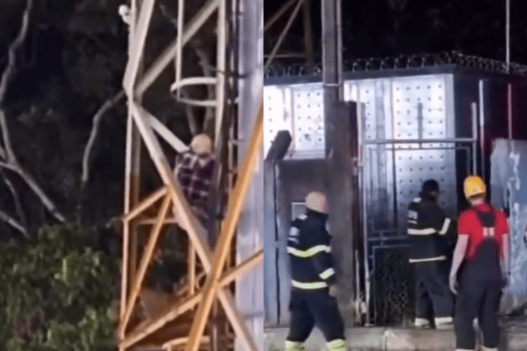 Homem sobe em torre e mobiliza equipes de resgate em Tucuruí, no Pará