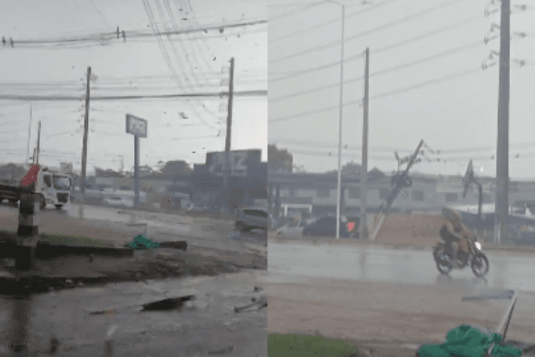 Ventania durante chuva assusta moradores e motoristas em Ananindeua