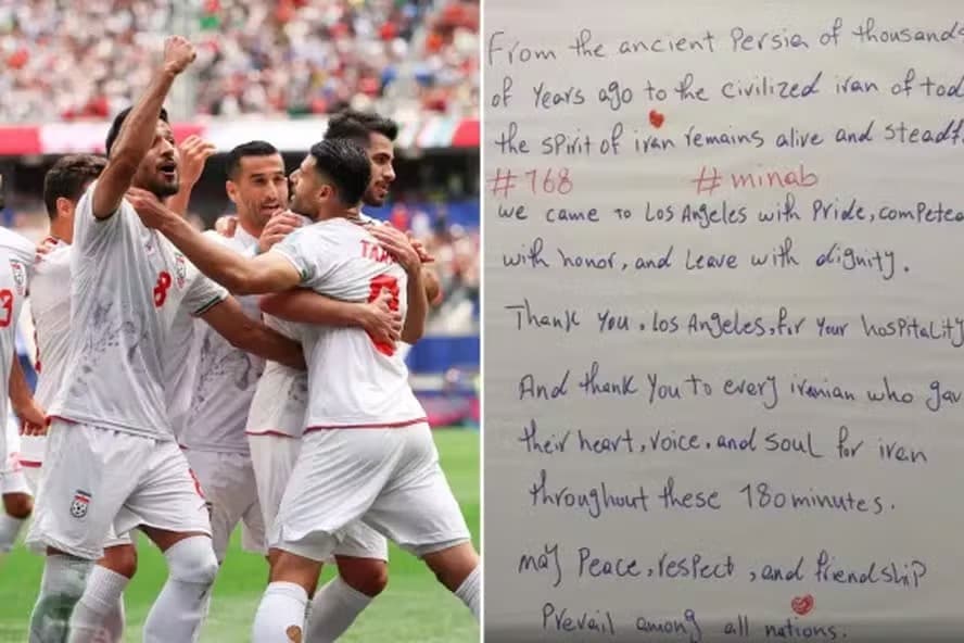 Irã deixa carta emocionante em vestiário da Copa e faz apelo por paz entre as nações: 'Partimos com dignidade'