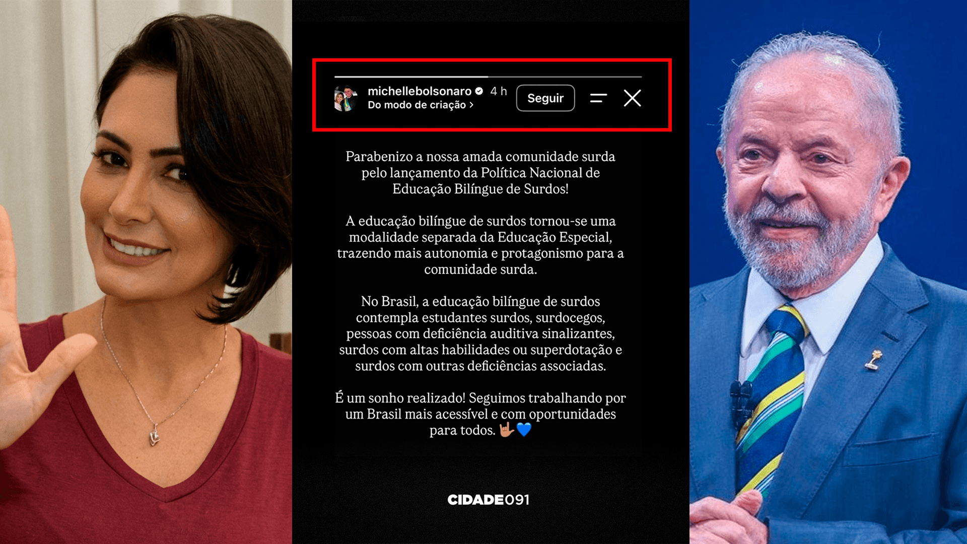 Michelle Bolsonaro elogia política do governo Lula para educação bilíngue de surdos