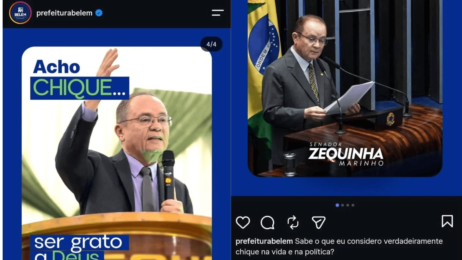BOMBA ELEITORAL: Prefeitura de Belém usa perfil oficial para divulgar campanha de Zequinha Marinho ao Senado