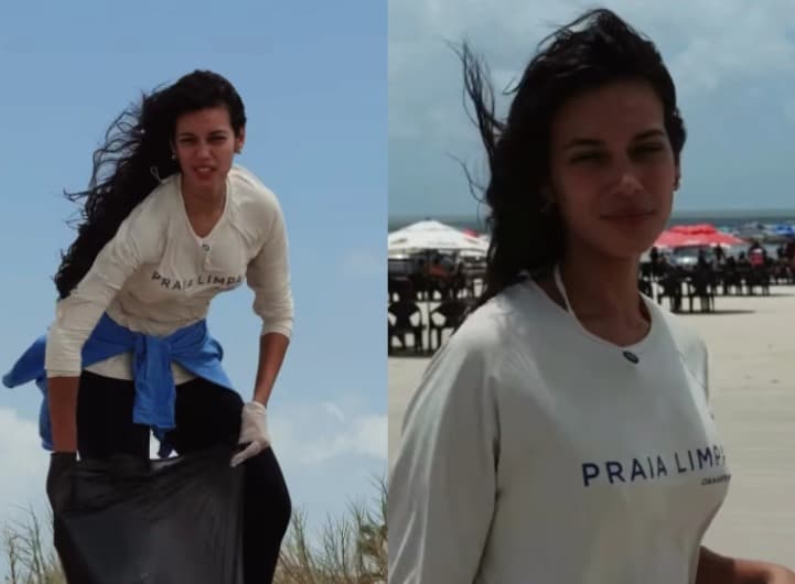 Ex-BBB Alane Dias participa de ação ambiental em praia de Salinópolis, no Pará