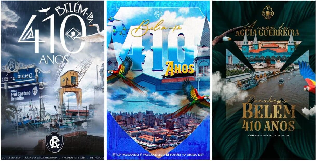 Belém 410 anos: Remo, Paysandu e Tuna homenageiam a capital nas redes sociais