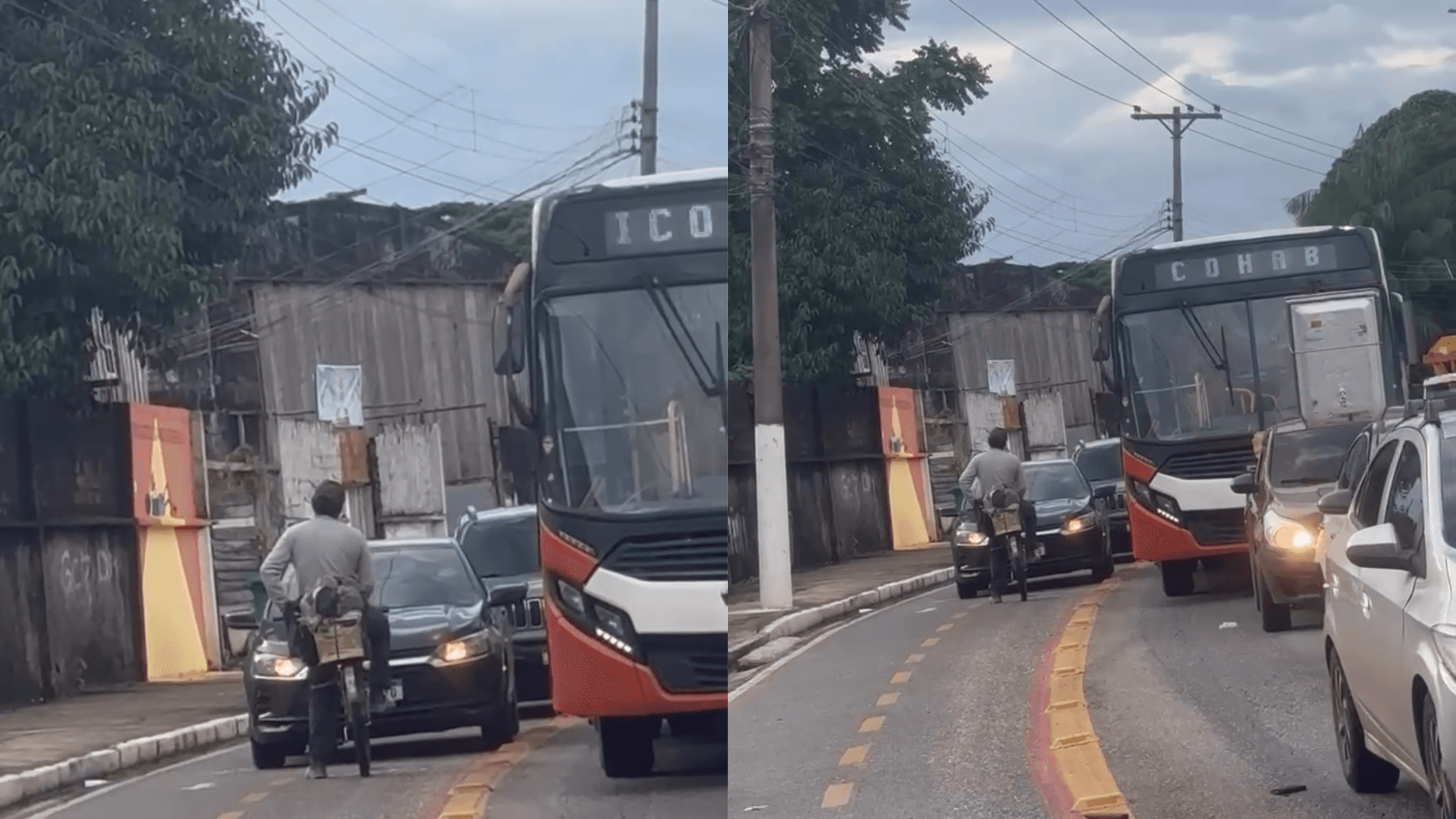 Ciclista confronta veículos que trafegavam pela ciclofaixa na Av. Arthur Bernardes