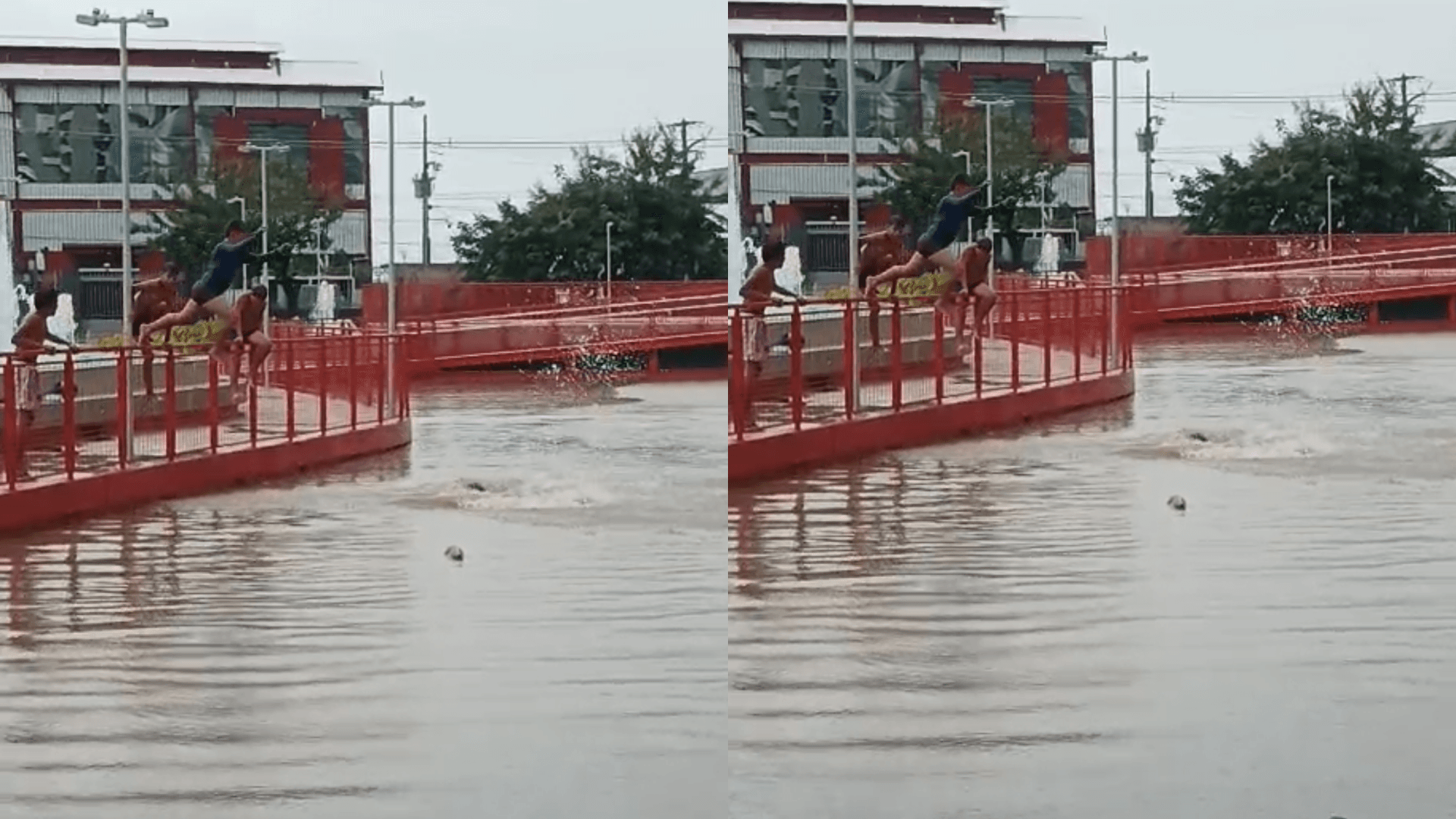 Crianças mergulham no canal da Doca nesta quinta-feira (05)