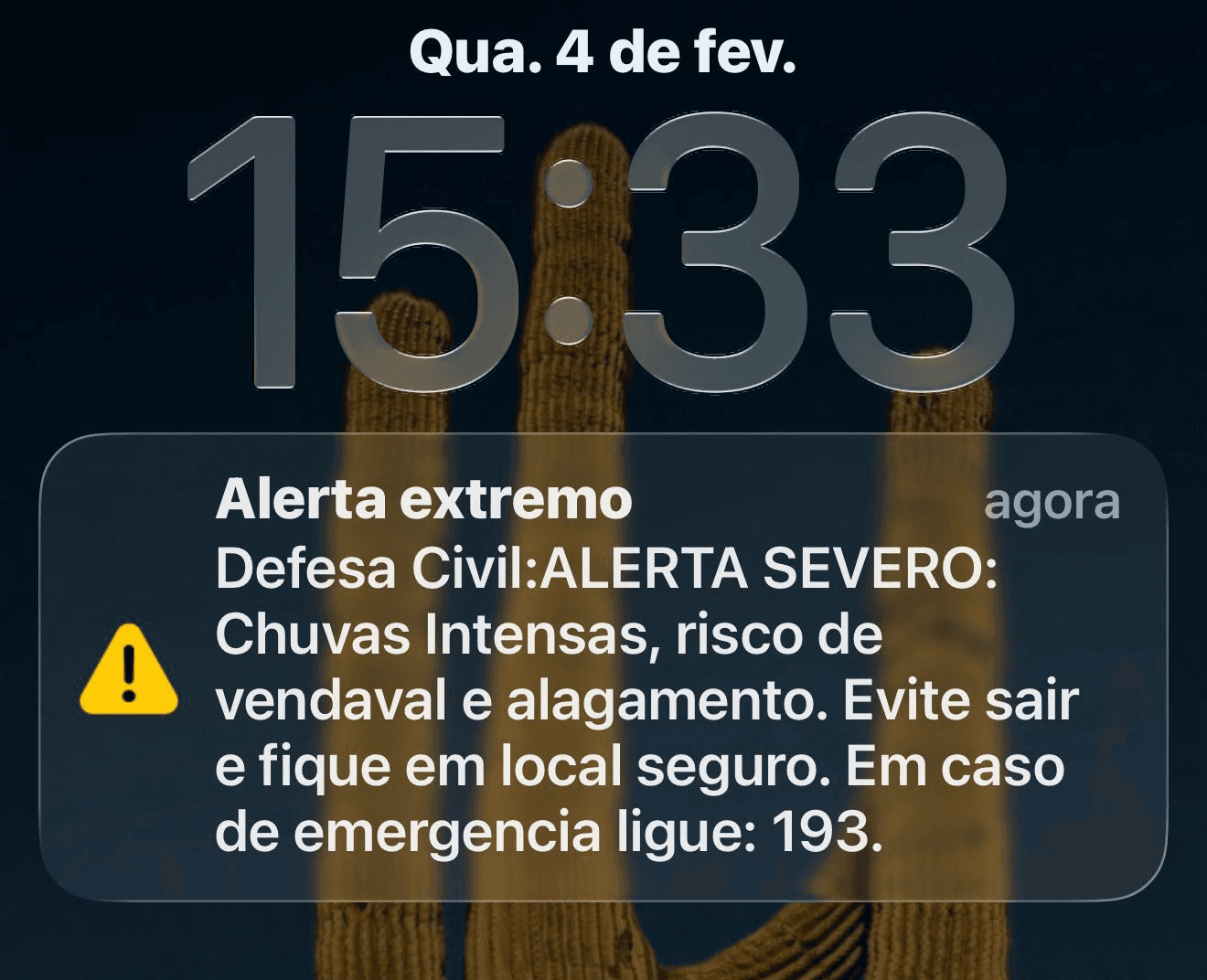 Defesa Civil emite alerta para chuvas intensas nesta quarta-feira (04)