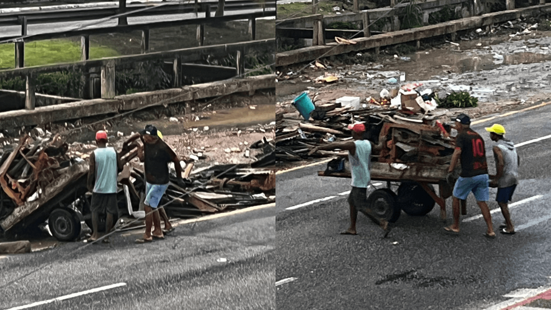 Dupla é flagrada despejando entulhos na Avenida Centenário, em Belém