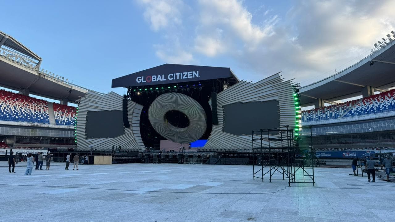 Estrutura gigante do Global Citizen toma forma: palco no Mangueirão está nos ajustes finais