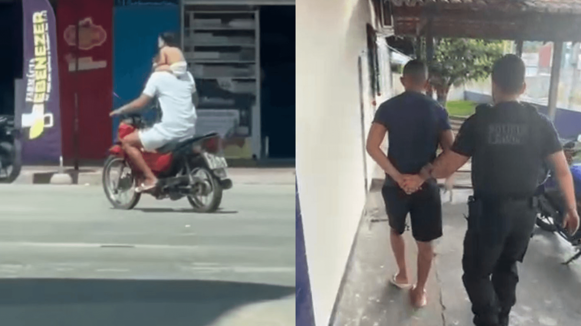 Homem flagrado transportando bebê nos ombros em motocicleta no Marajó é preso pela polícia
