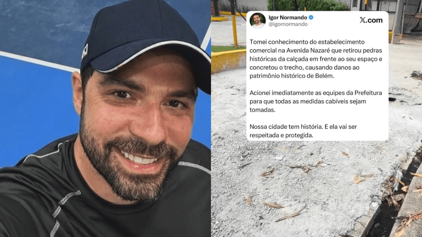 Igor Normando reage após concretagem de calçada histórica e diz que Belém “tem história”; a população não vê a preservação