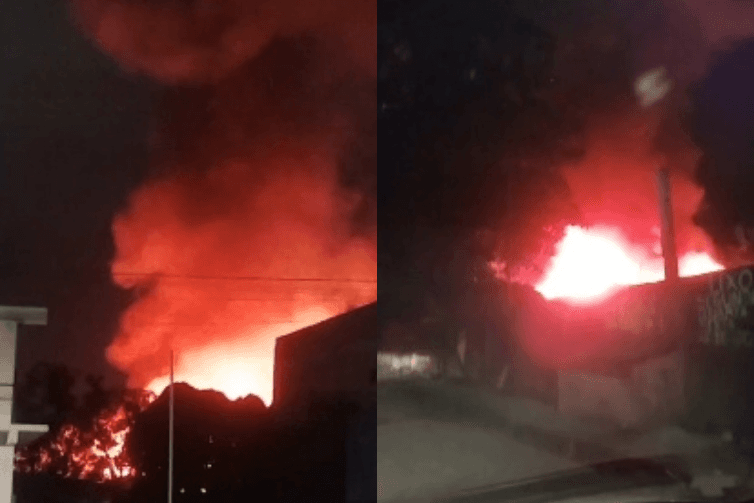 Incêndio atinge fábrica metalúrgica em Ananindeua e bombeiros seguem no combate às chamas