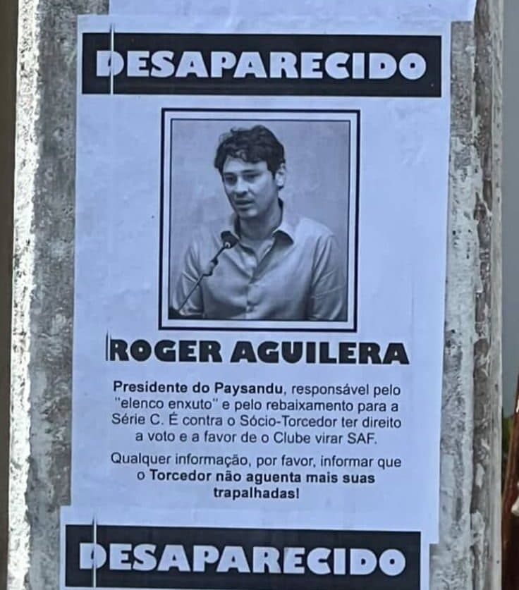 Lanterna, rebaixado e sem comando: torcedor do Paysandu procura presidente “desaparecido”