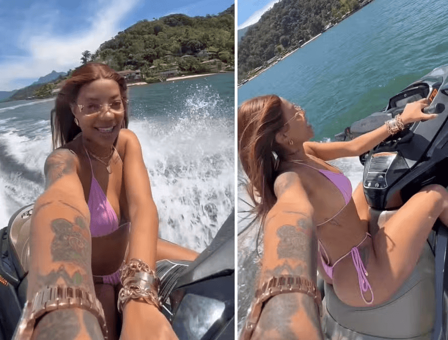 Ludmilla é multada por pilotar jet ski sem colete e habilitação em Angra dos Reis