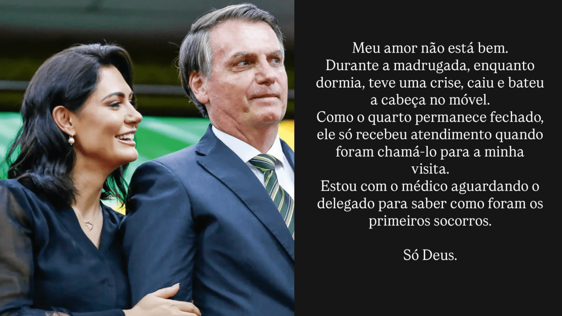 Michelle diz que Bolsonaro caiu em prisão na PF e bateu cabeça em móvel