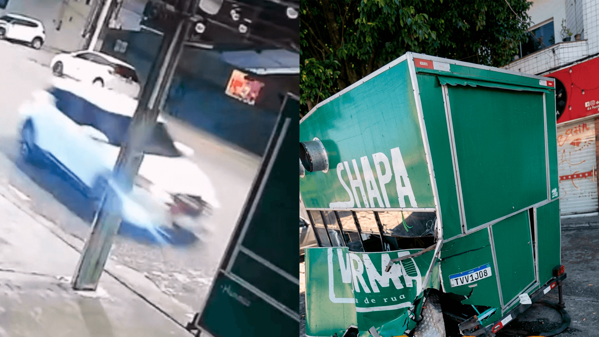 Motorista foge após destruir food truck em acidente na Marambaia, em Belém