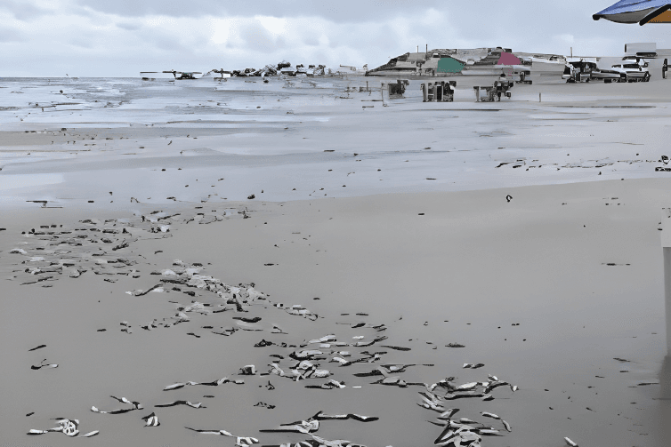 Peixes mortos intrigam banhistas na praia do Atalaia, em Salinas