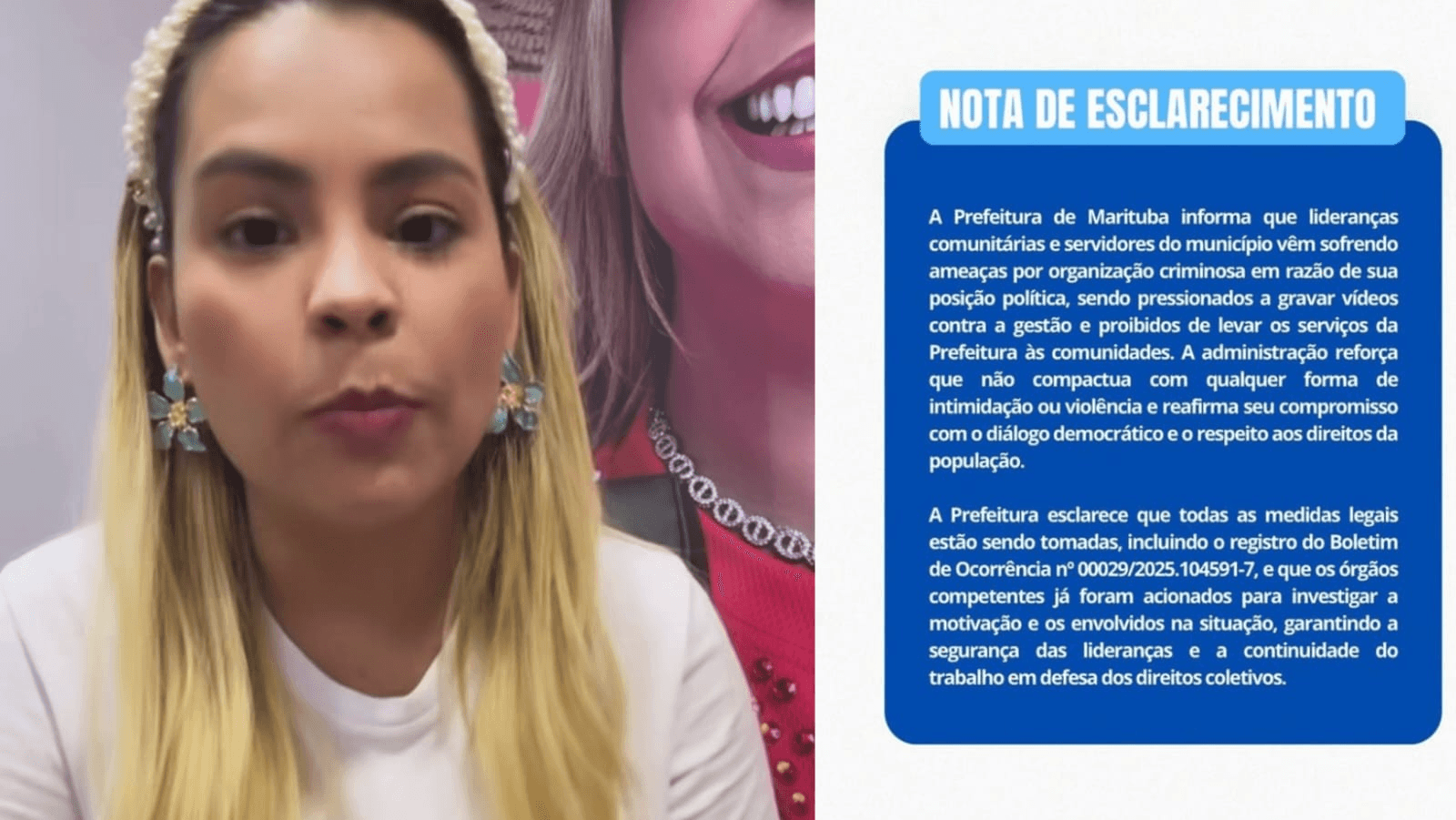 Prefeita de Marituba diz que lideranças comunitárias estão sofrendo ameaças de facção criminosa