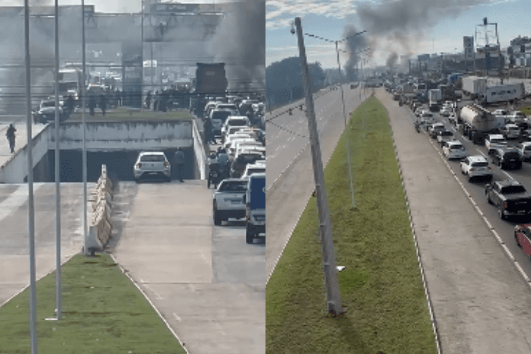 Protesto em Marituba interdita os dois sentidos da BR-316 e provoca congestionamento