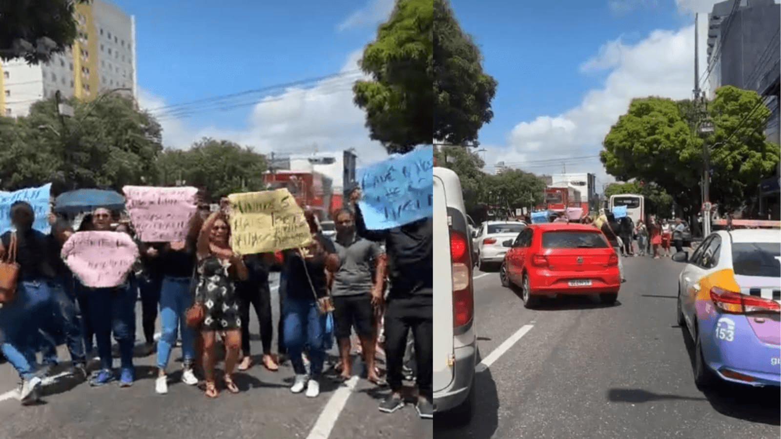 Servidores da saúde de Belém protestam por salários atrasados e fecham avenida