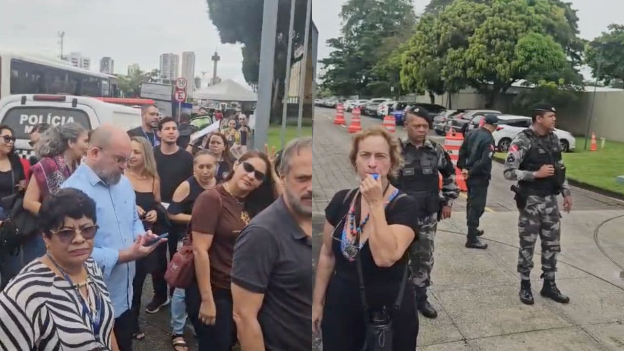 Servidores protestam no TJPA contra reformulação de cargos e relatam bloqueio na entrada do prédio