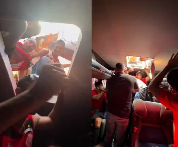 Torcedores do Flamengo invadem ônibus da delegação antes de viagem ao Peru