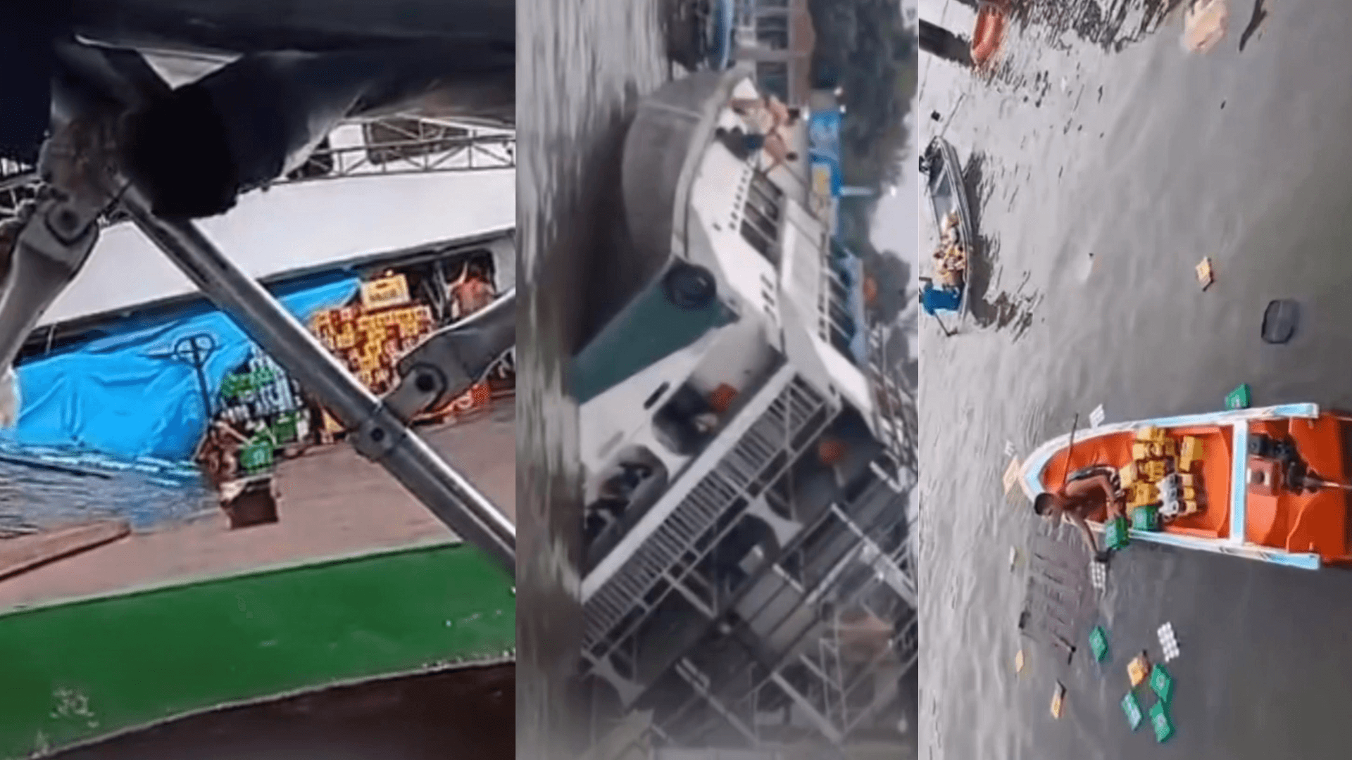 Vídeo: Balsa naufraga no Marajó e população salva carga de cerveja